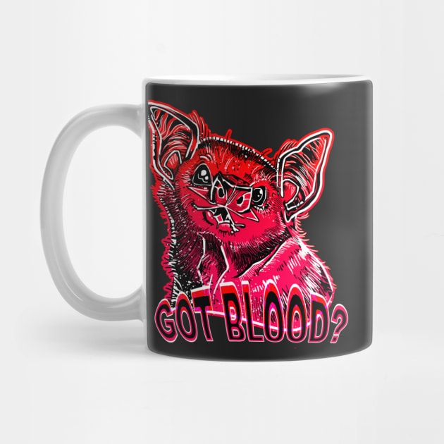 GOT BLOOD? Neon cute Vampire bat face shirt RED 2 by KO-of-the-self